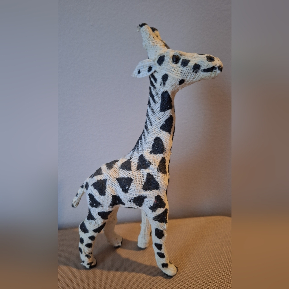Handcrafted Vintage Giraffe Folk Art - Brown and White